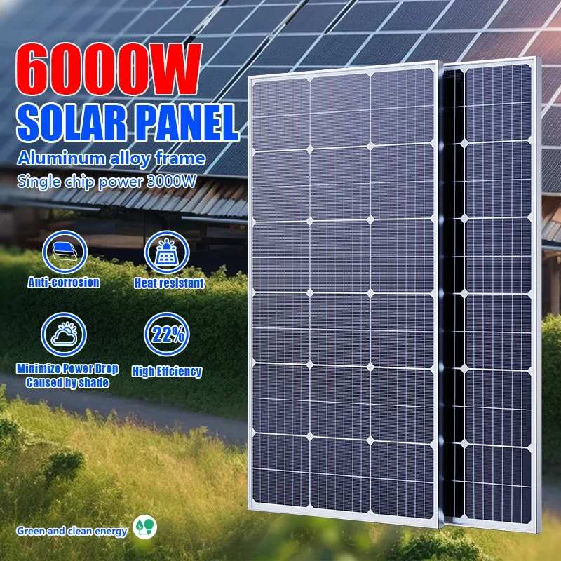 Solar Panel 200W - 6000W/3000W High-Power Solar Panel Kit, Suitable